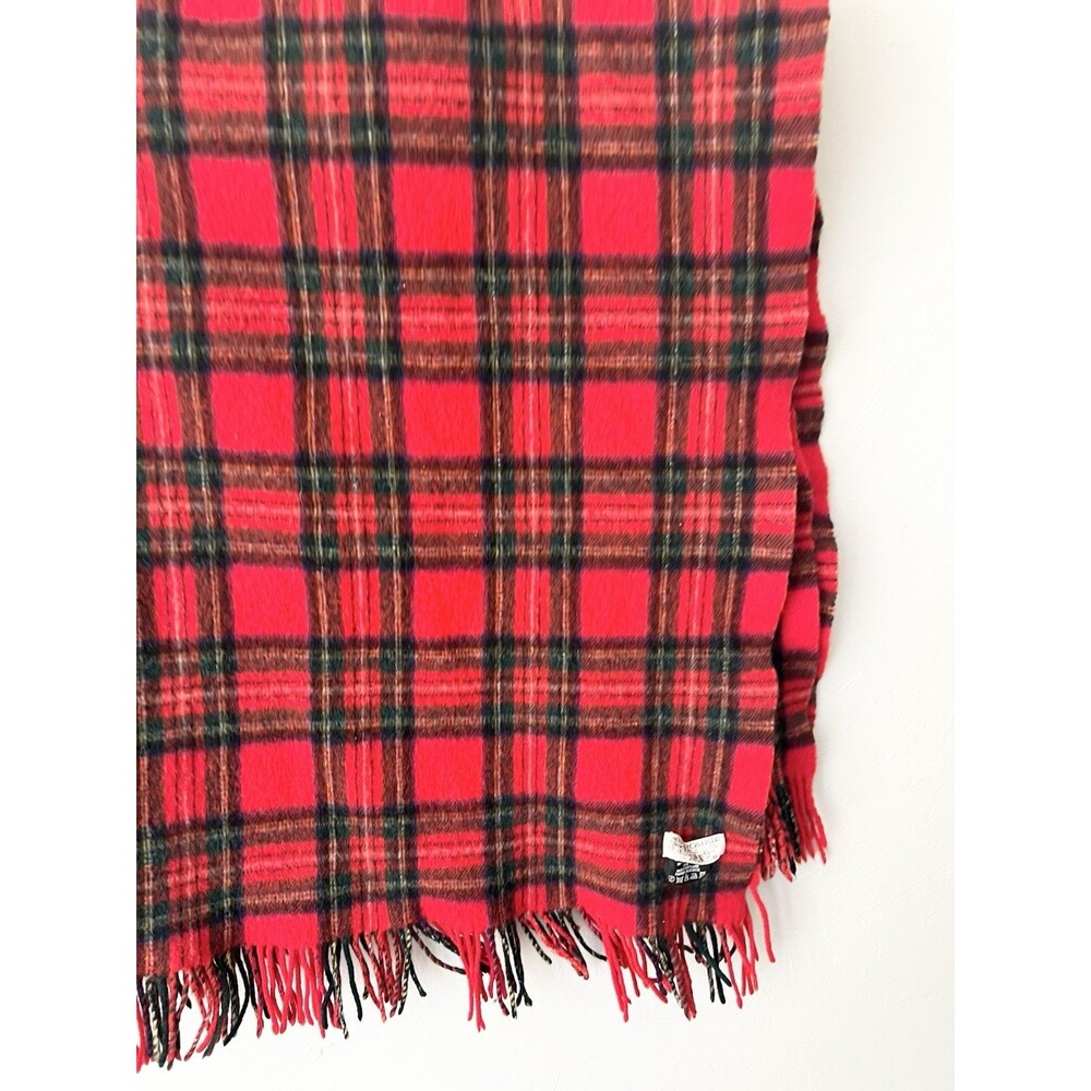 Vintage Crombie 100% WOOL PLAID THROW Lap Blanket Stadium Cabin Fringe Scotland - Picture 2 of 6
